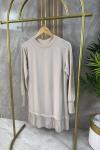 ŞİFONLU PENYE PİLİSELİ TUNİK İÇLİK Bej