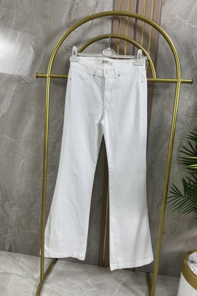 İSPANYOL PAÇA KOT PANTOLON Beyaz