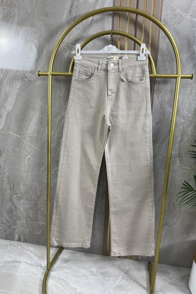 FULL LİKRALI BOL PAÇA KOT PANTOLON Bej