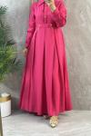 ÖNÜ YARIM DÜĞMELİ ELBİSE  Fuşya