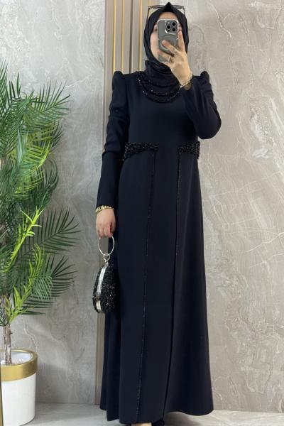 SİYAH TAŞ DESEN ABİYE Siyah