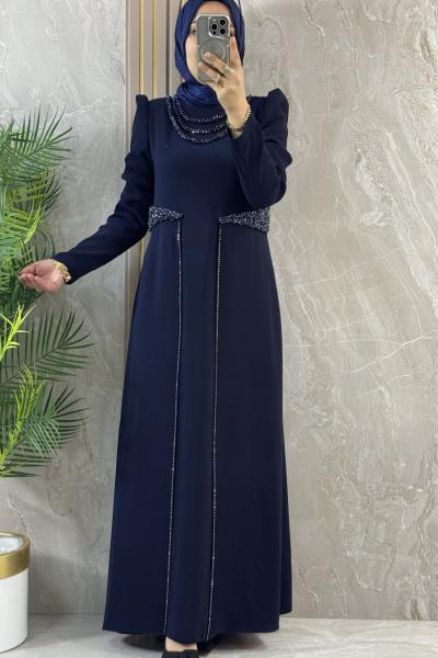 SİYAH TAŞ DESEN ABİYE Lacivert Marin