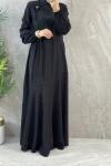 ŞIK ETEĞİ VOLANLI ELBİSE  Siyah