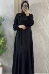 ŞIK ETEĞİ VOLANLI ELBİSE  Siyah