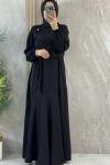 ŞIK ETEĞİ VOLANLI ELBİSE  Siyah