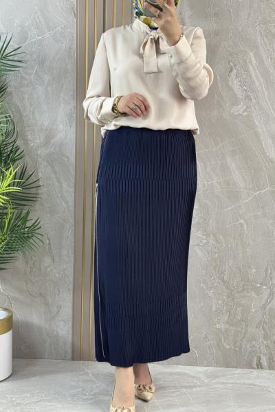 PİLİSELİ ŞIK ETEK Lacivert