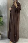 ÖNÜ DÜĞMELİ YAZLIK FERACE Kahverengi
