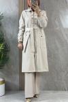 TRENÇ ÜSTEN DÜĞMELİ Bej