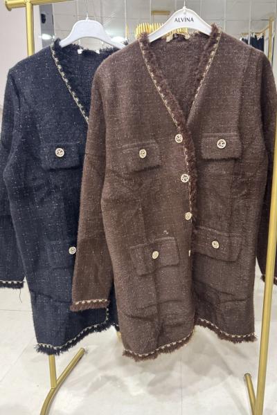 ANGORA SİMLİ HIRKA Acı Kahve