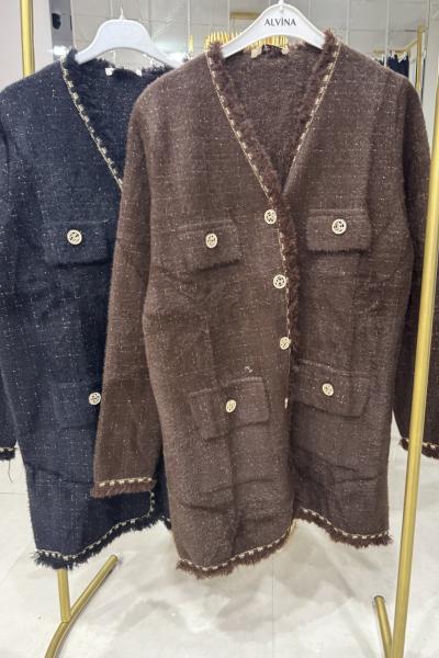 ANGORA SİMLİ HIRKA Siyah