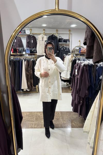 ANGORA TAŞLI HIRKA Beyaz