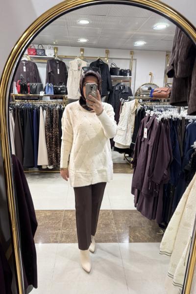 ANGORA TAŞLI KAZAK Beyaz