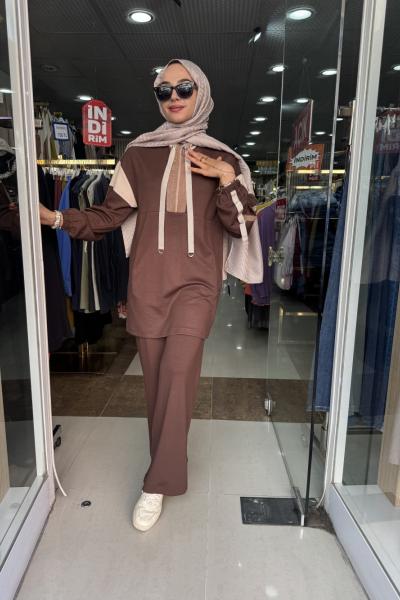 BAMBU PANTOLONLU TAKIM Kahverengi