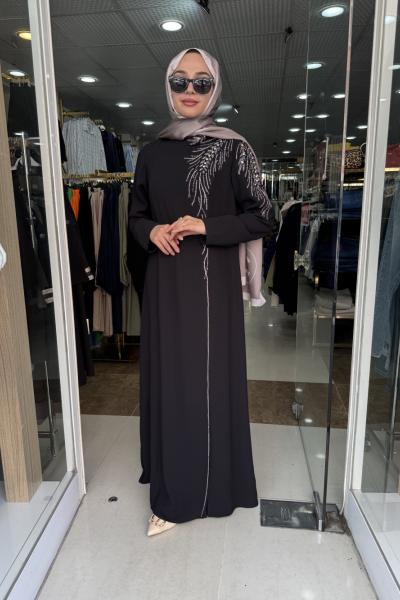 BERLİN ETEĞİ PLİSELİ ABİYE Siyah