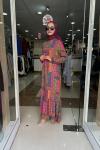 BNN P125 VİTRAY DESEN VİSKON ELBİSE Pembe