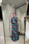 BNN P126 LİLY DESEN VİSKON ELBİSE Yeşil
