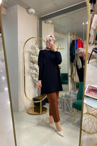 FULARLI UZUN TUNİK Siyah