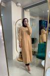 BNN3028 MERSERİZE UZUN HIRKA Bej