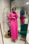 BNN3041 MERSERİZE TRİKO ELBİSE Pembe