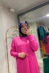 BNN3041 MERSERİZE TRİKO ELBİSE Pembe