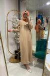 BNN3041 MERSERİZE TRİKO ELBİSE Bej