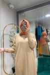 BNN3041 MERSERİZE TRİKO ELBİSE Bej