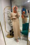 BNN3041 MERSERİZE TRİKO ELBİSE Bej