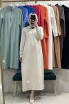 BNN330027 ELBİSE RİBANALI FERMUARLI Taş Rengi