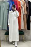 BNN330027 ELBİSE RİBANALI FERMUARLI Ekru
