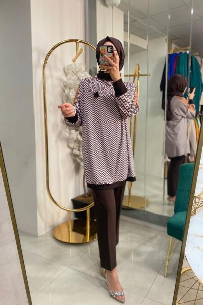 BNN3531 Boru paça pantolon Acı Kahve