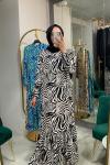 BNN411 ZEBRA MODEL VİSKON ELBİSE BÜYÜK BEDEN Siyah