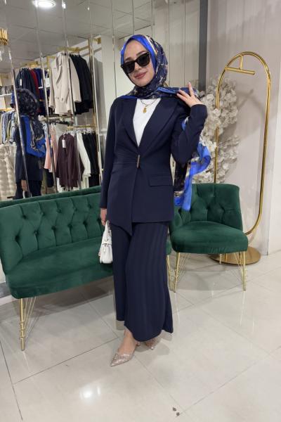 ÇITÇITLI BLAZER ÇEKET Lacivert