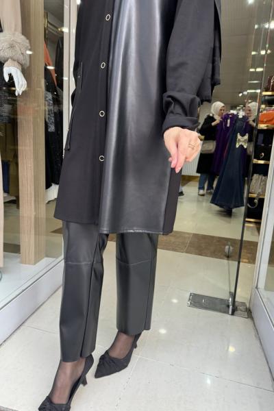 2325670 ESSWAAP DERİ PANTOLON CEPLİ Siyah