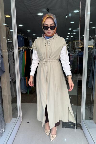 FERMUARLI BAĞCIKLI ŞIK YELEK Bej