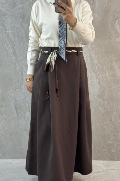 FULAR KUŞAK ETEK Kahverengi