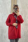 FULARLI TRİKO TUNİK Kırmızı