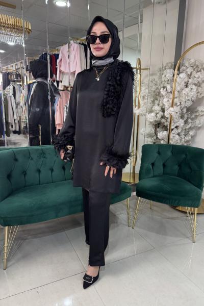 GÜL DETAYLI TUNİK Siyah