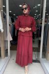 GÜPÜRLÜ ETEKLİ TAKIM Bordo