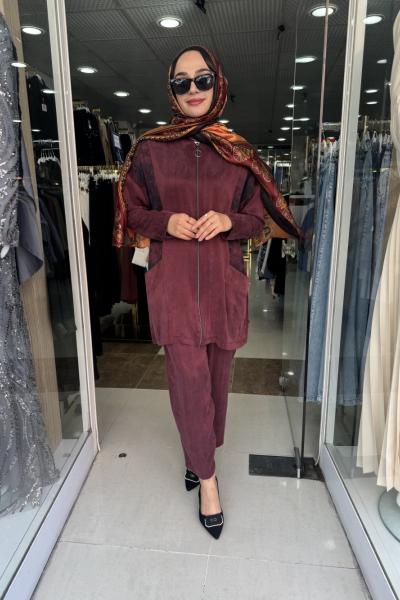 İPEK KUPRA TAKIM Bordo