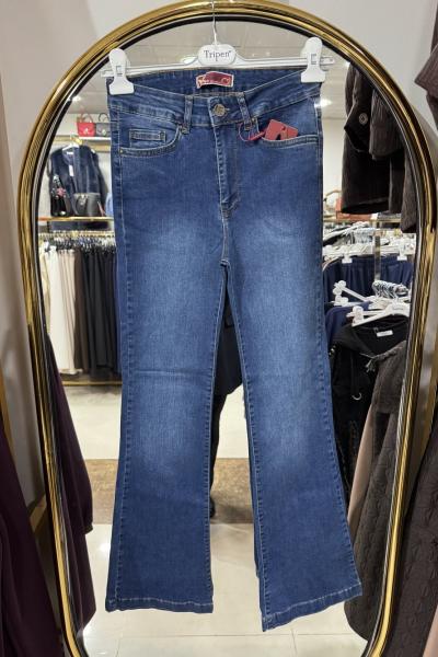 İSPANYOL PAÇA KOT PANTOLON koyu Mavi