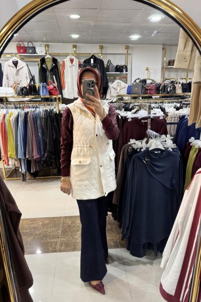 KAŞMİR KAPİTONE YELEK Ekru