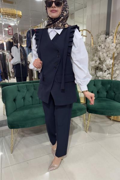 KEMERLİ HAVUÇ PANTOLON Lacivert