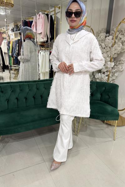 KISA KOL TUNİK PAMUK CEKET TAKIM Bej