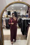 KRAŞ DETAYLI ELBİSE  Bordo
