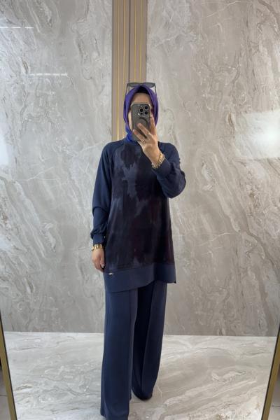 KUPRA DETAYLI PİKE KUMAŞ TAKIM Lacivert