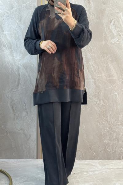 KUPRA DETAYLI PİKE KUMAŞ TAKIM Siyah