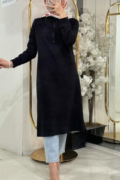 levidor uzun swet fermuarlı Siyah