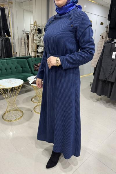 LİNDA FİTİLLİ ELBİSE Lacivert