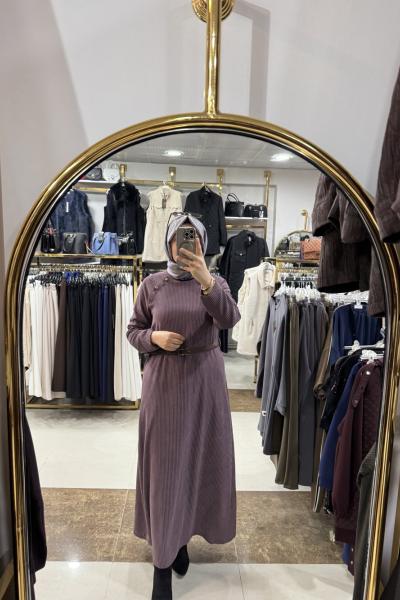 LİNDA FİTİLLİ ELBİSE Lila