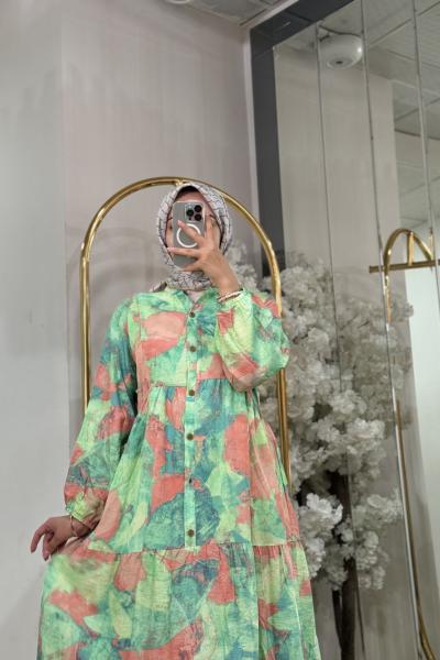 modal kumaş elbise Fıstık Yeşili